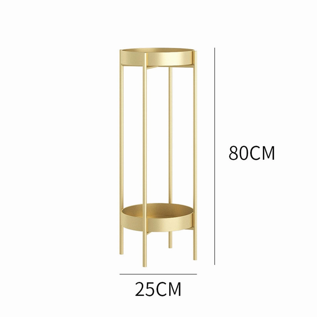SOGA 4X 2 Layer 80cm Gold Metal Plant Stand Flower Pot Holder Corner Shelving Rack Indoor Display FPOTH80GLDX4