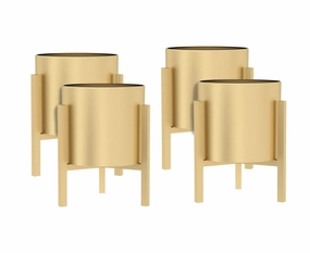 SOGA 4X 30CM Gold Metal Plant Stand with Flower Pot Holder Corner Shelving Rack Indoor Display FPOTH32GLDX4 cactus succulent plant  