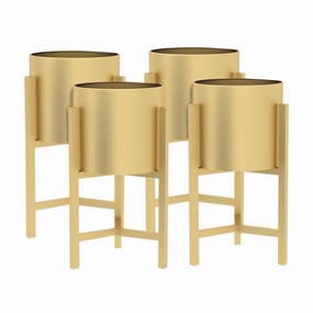 SOGA 4X 45CM Gold Metal Plant Stand with Flower Pot Holder Corner Shelving Rack Indoor Display FPOTH47GLDX4 cactus succulent plant  