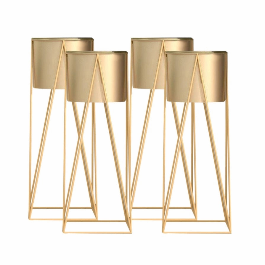 SOGA 4X 50cm Gold Metal Plant Stand with Gold Flower Pot Holder Corner Shelving Rack Indoor Display FPOTH52GLDX4 cactus succulent plant  