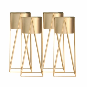SOGA 4X 50cm Gold Metal Plant Stand with Gold Flower Pot Holder Corner Shelving Rack Indoor Display FPOTH52GLDX4 cactus succulent plant  