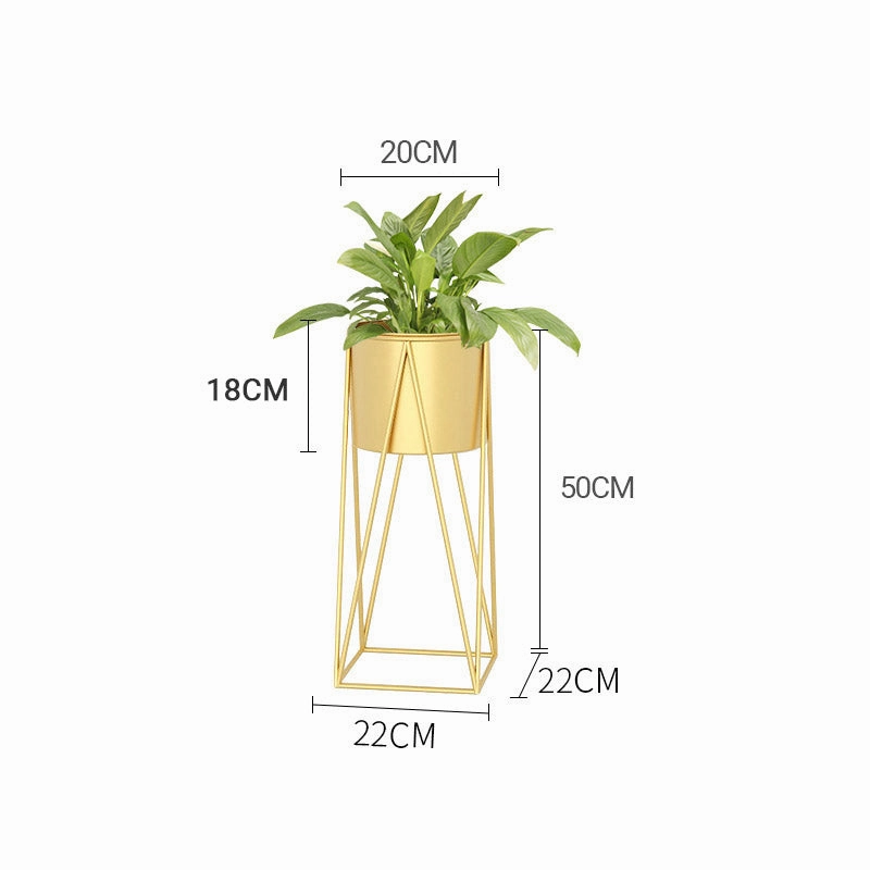 SOGA 4X 50cm Gold Metal Plant Stand with Gold Flower Pot Holder Corner Shelving Rack Indoor Display FPOTH52GLDX4