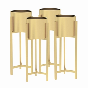 SOGA 4X 60cm Gold Metal Plant Stand with Flower Pot Holder Corner Shelving Rack Indoor Display FPOTH62GLDX4 cactus succulent plant  
