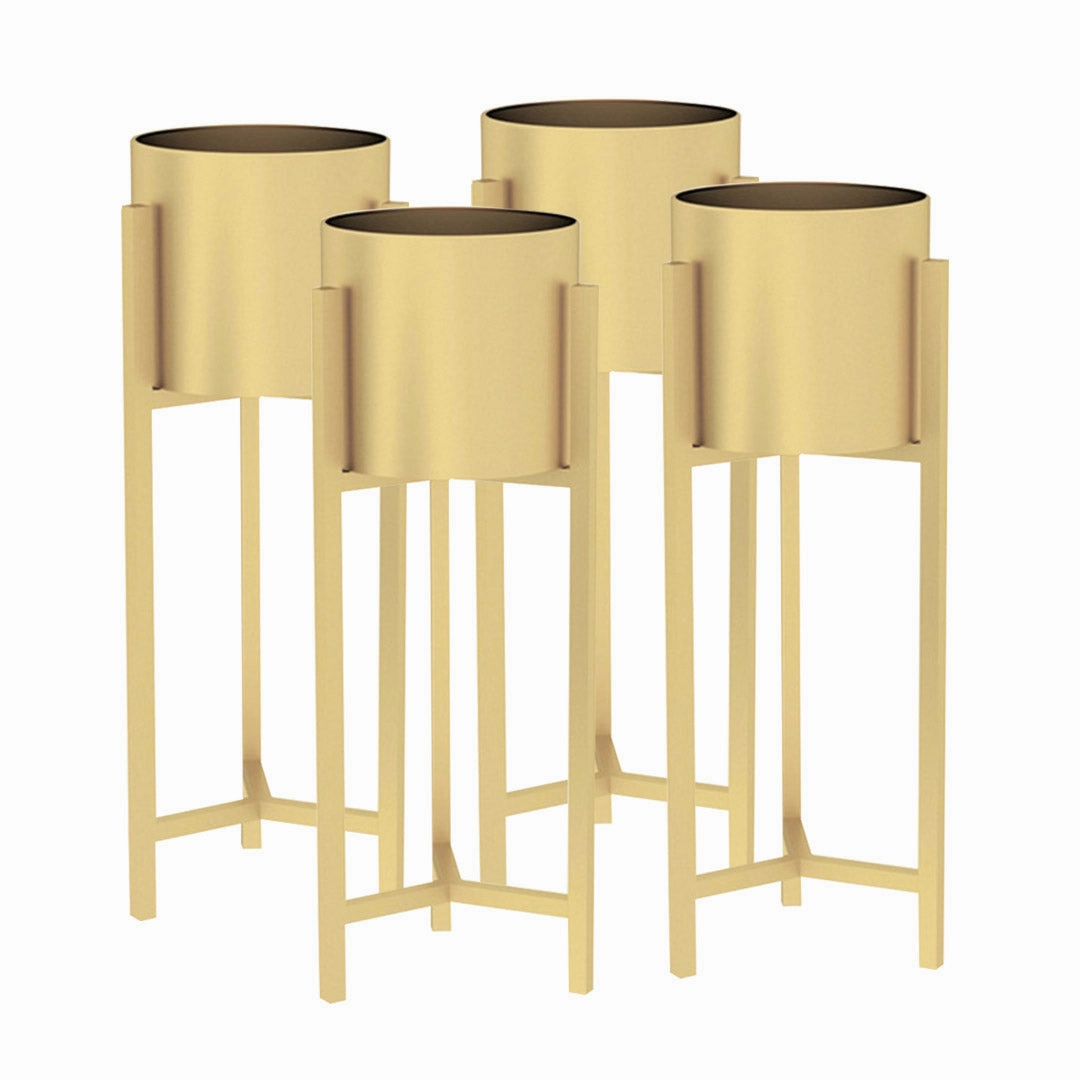 SOGA 4X 60cm Gold Metal Plant Stand with Flower Pot Holder Corner Shelving Rack Indoor Display FPOTH62GLDX4 cactus succulent plant  
