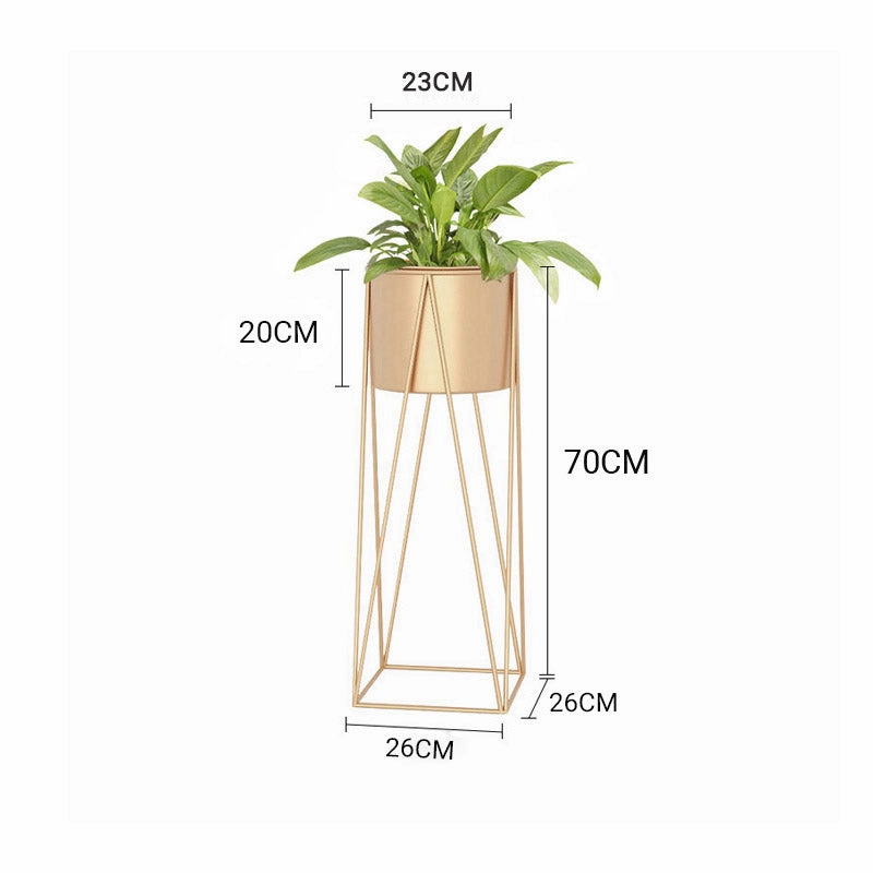 SOGA 4X 70cm Gold Metal Plant Stand with Gold Flower Pot Holder Corner Shelving Rack Indoor Display FPOTH72GLDX4