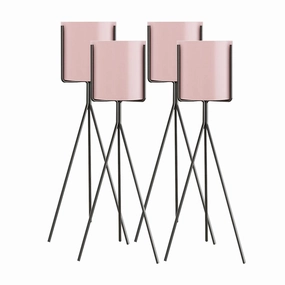 SOGA 4X 70cm Tripod Flower Pot Plant Stand with Pink Flowerpot Holder Rack Indoor Display FPOTH72PNKX4 cactus succulent plant  