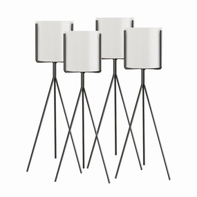 SOGA 4X 70cm Tripod Flower Pot Plant Stand with White Flowerpot Holder Rack Indoor Display FPOTH70WHTX4 cactus succulent plant  