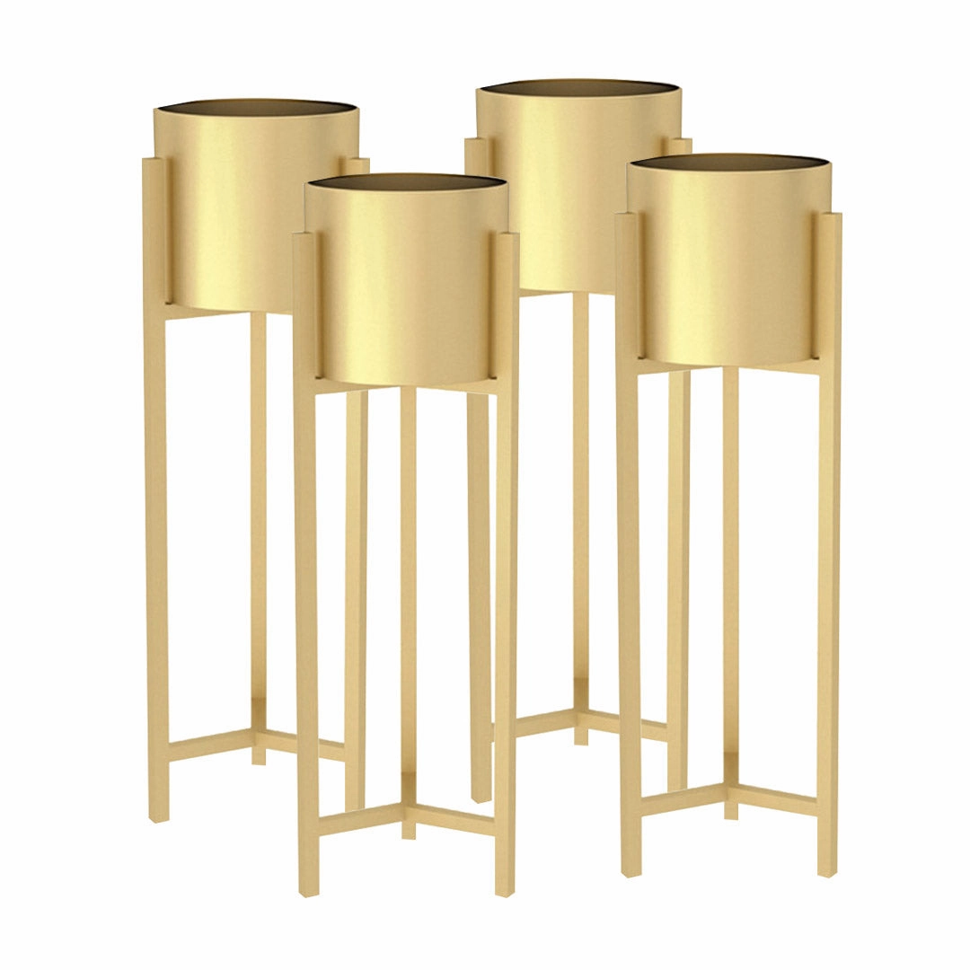 SOGA 4X 75cm Gold Metal Plant Stand with Flower Pot Holder Corner Shelving Rack Indoor Display FPOTH75GLDX4 cactus succulent plant  