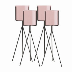 SOGA 4X 80cm Tripod Flower Pot Plant Stand with Pink Flowerpot Holder Rack Indoor Display FPOTH82PNKX4 cactus succulent plant  