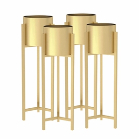 SOGA 4X 90cm Gold Metal Plant Stand with Flower Pot Holder Corner Shelving Rack Indoor Display FPOTH77GLDX4 cactus succulent plant  