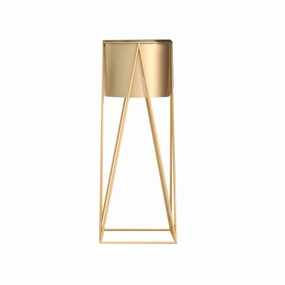 SOGA 50cm Gold Metal Plant Stand with Gold Flower Pot Holder Corner Shelving Rack Indoor Display FPOTH52GLD cactus succulent plant  
