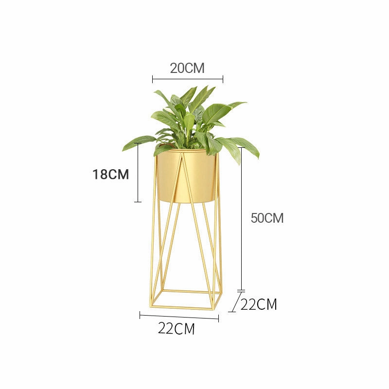 SOGA 50cm Gold Metal Plant Stand with Gold Flower Pot Holder Corner Shelving Rack Indoor Display FPOTH52GLD