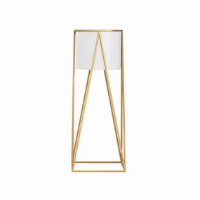 SOGA 50cm Gold Metal Plant Stand with White Flower Pot Holder Corner Shelving Rack Indoor Display FPOTH52WHT cactus succulent plant  