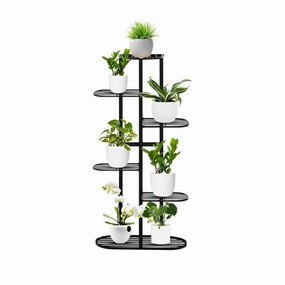 SOGA 6 Tier 7 Pots Black Metal Plant Rack Flowerpot Storage Display Stand Holder Home Garden Decor FPOTH21 cactus succulent plant  
