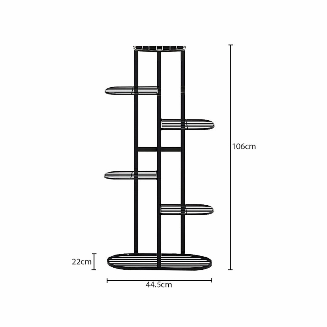 SOGA 6 Tier 7 Pots Black Metal Plant Rack Flowerpot Storage Display Stand Holder Home Garden Decor FPOTH21