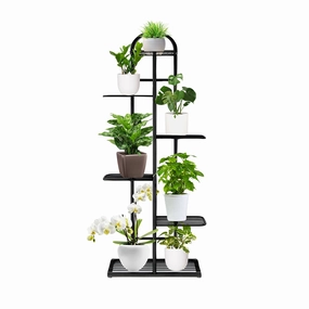 SOGA 6 Tier 7 Pots Black Metal Plant Stand Flowerpot Display Shelf Rack Indoor Home Office Decor FPOTH04 cactus succulent plant  