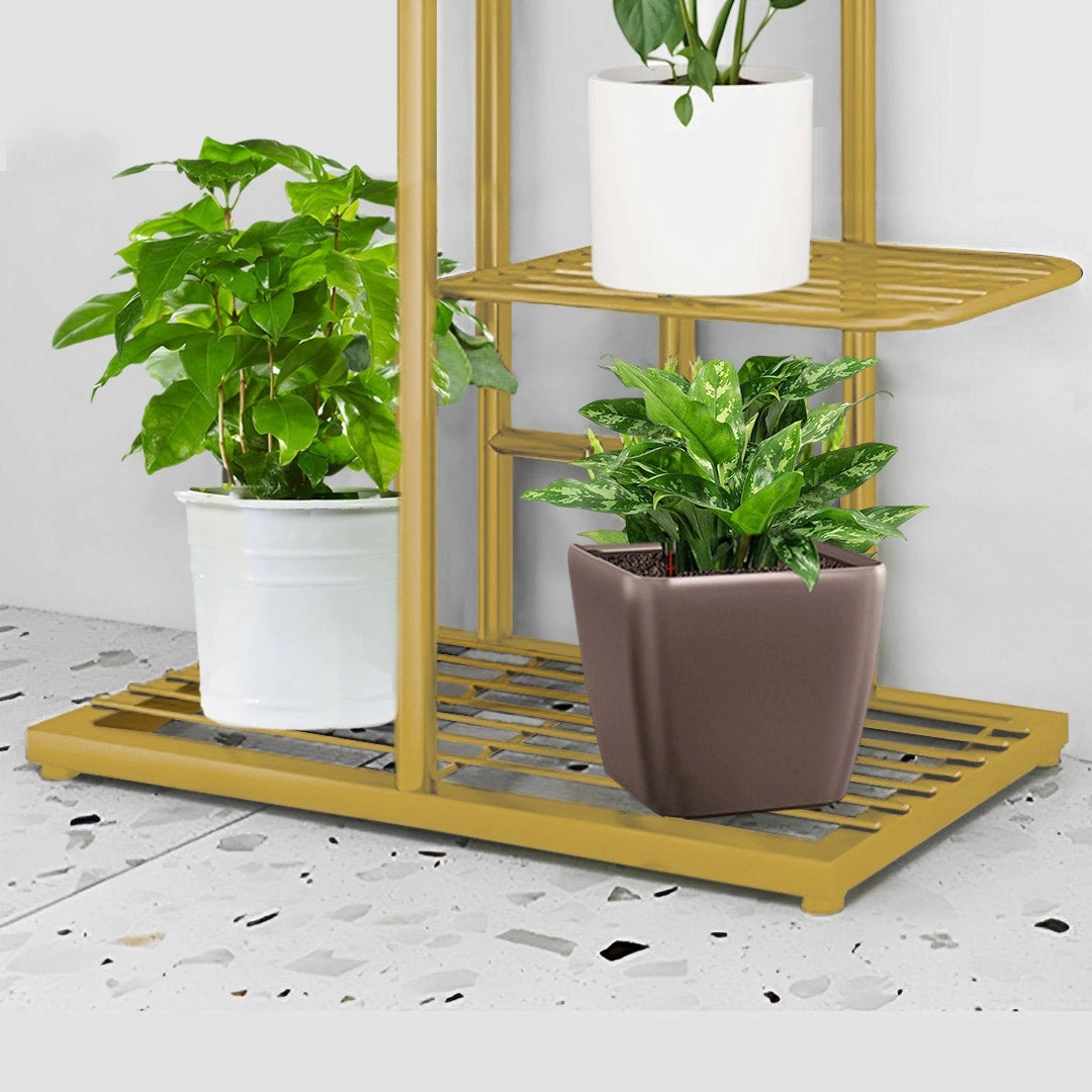SOGA 6 Tier 7 Pots Gold Metal Plant Stand Flowerpot Display Shelf Rack Indoor Home Office Decor FPOTH14