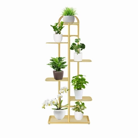 SOGA 6 Tier 7 Pots Gold Metal Plant Stand Flowerpot Display Shelf Rack Indoor Home Office Decor FPOTH14 cactus succulent plant  