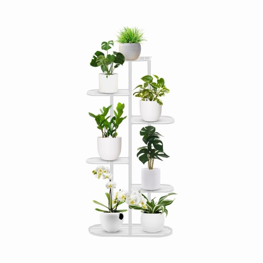 SOGA 6 Tier 7 Pots White Metal Plant Rack Flowerpot Storage Display Stand Holder Home Garden Decor FPOTH32 cactus succulent plant  