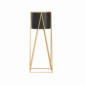 SOGA 70cm Gold Metal Plant Stand with Black Flower Pot Holder Corner Shelving Rack Indoor Display FPOTH72BLK cactus succulent plant  