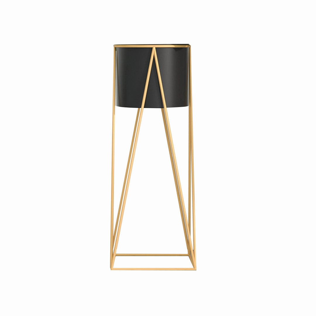 SOGA 70cm Gold Metal Plant Stand with Black Flower Pot Holder Corner Shelving Rack Indoor Display FPOTH72BLK cactus succulent plant  