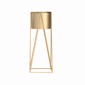 SOGA 70cm Gold Metal Plant Stand with Gold Flower Pot Holder Corner Shelving Rack Indoor Display FPOTH72GLD cactus succulent plant  