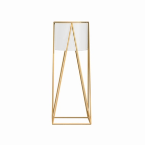 SOGA 70cm Gold Metal Plant Stand with White Flower Pot Holder Corner Shelving Rack Indoor Display FPOTH72WHT cactus succulent plant  