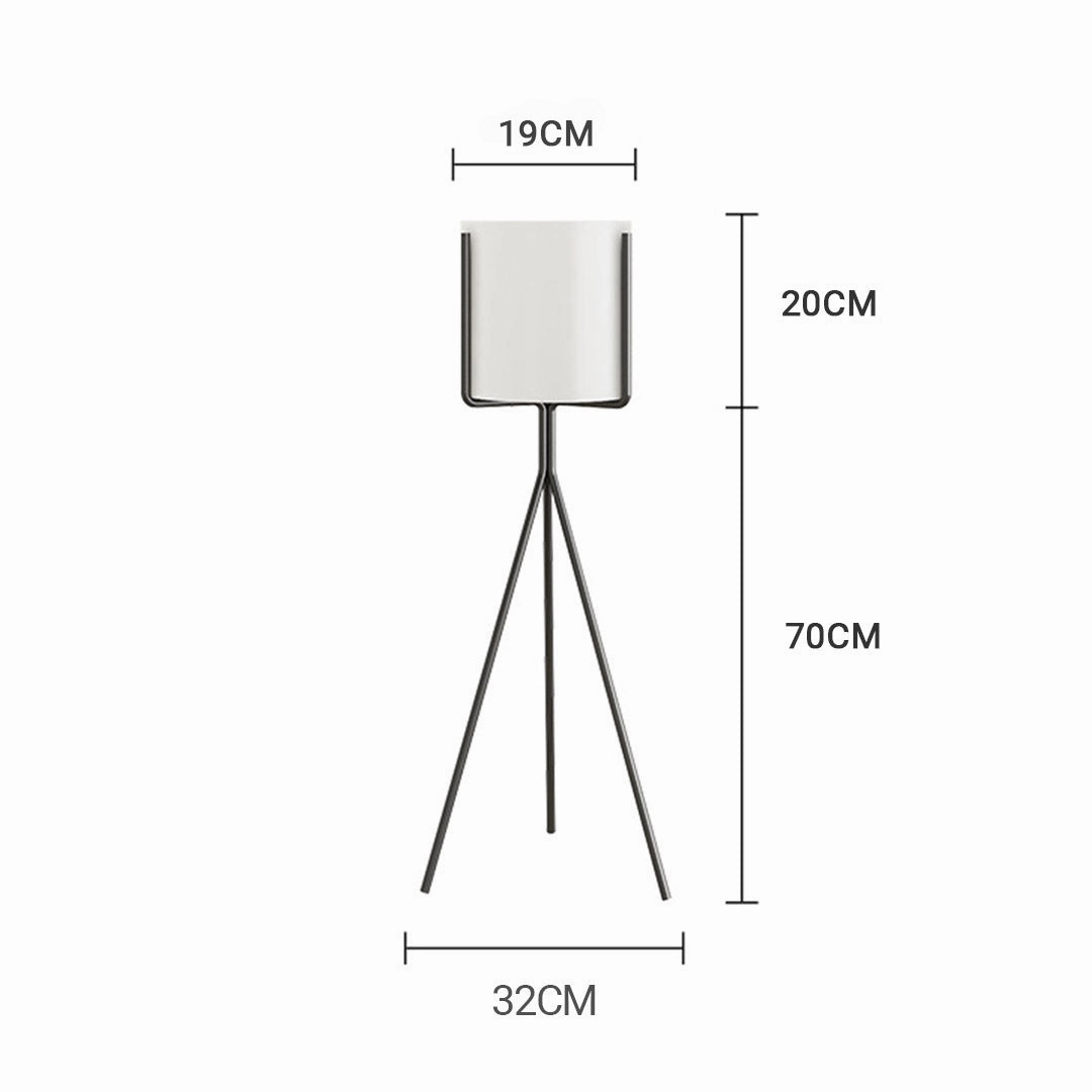 SOGA 70cm Tripod Flower Pot Plant Stand with White Flowerpot Holder Rack Indoor Display FPOTH70WHT
