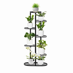 SOGA 7 Tier 8 Pots Black Metal Plant Rack Flowerpot Storage Display Stand Holder Home Garden Decor FPOTH23 cactus succulent plant  