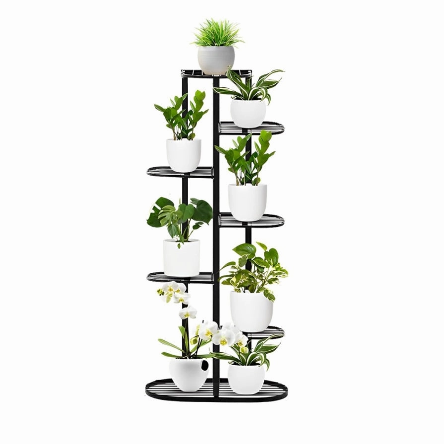SOGA 7 Tier 8 Pots Black Metal Plant Rack Flowerpot Storage Display Stand Holder Home Garden Decor FPOTH23 cactus succulent plant  