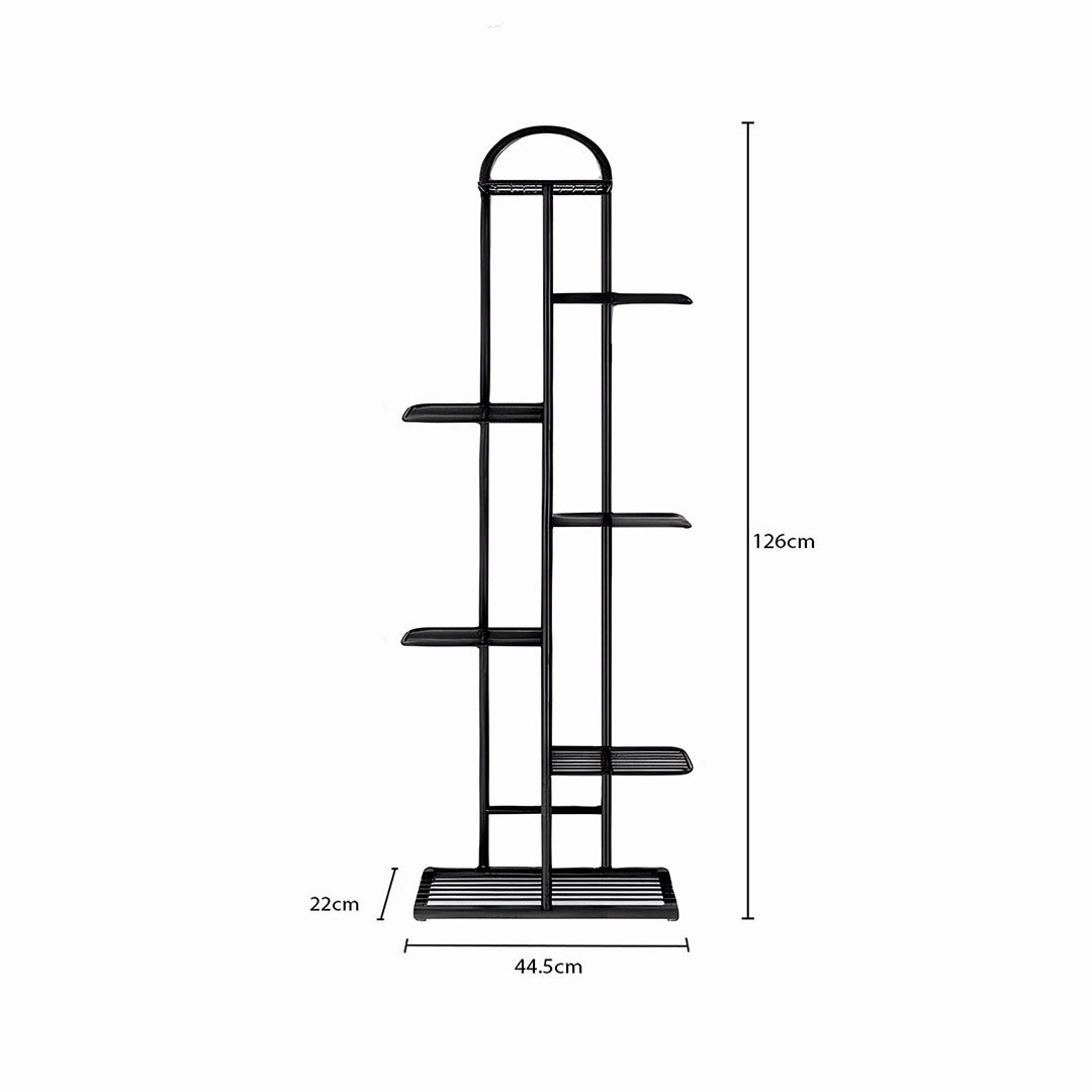 SOGA 7 Tier 8 Pots Black Metal Plant Stand Flowerpot Display Shelf Rack Indoor Home Office Decor FPOTH05