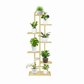 SOGA 7 Tier 8 Pots Gold Metal Plant Stand Flowerpot Display Shelf Rack Indoor Home Office Decor FPOTH15 cactus succulent plant  