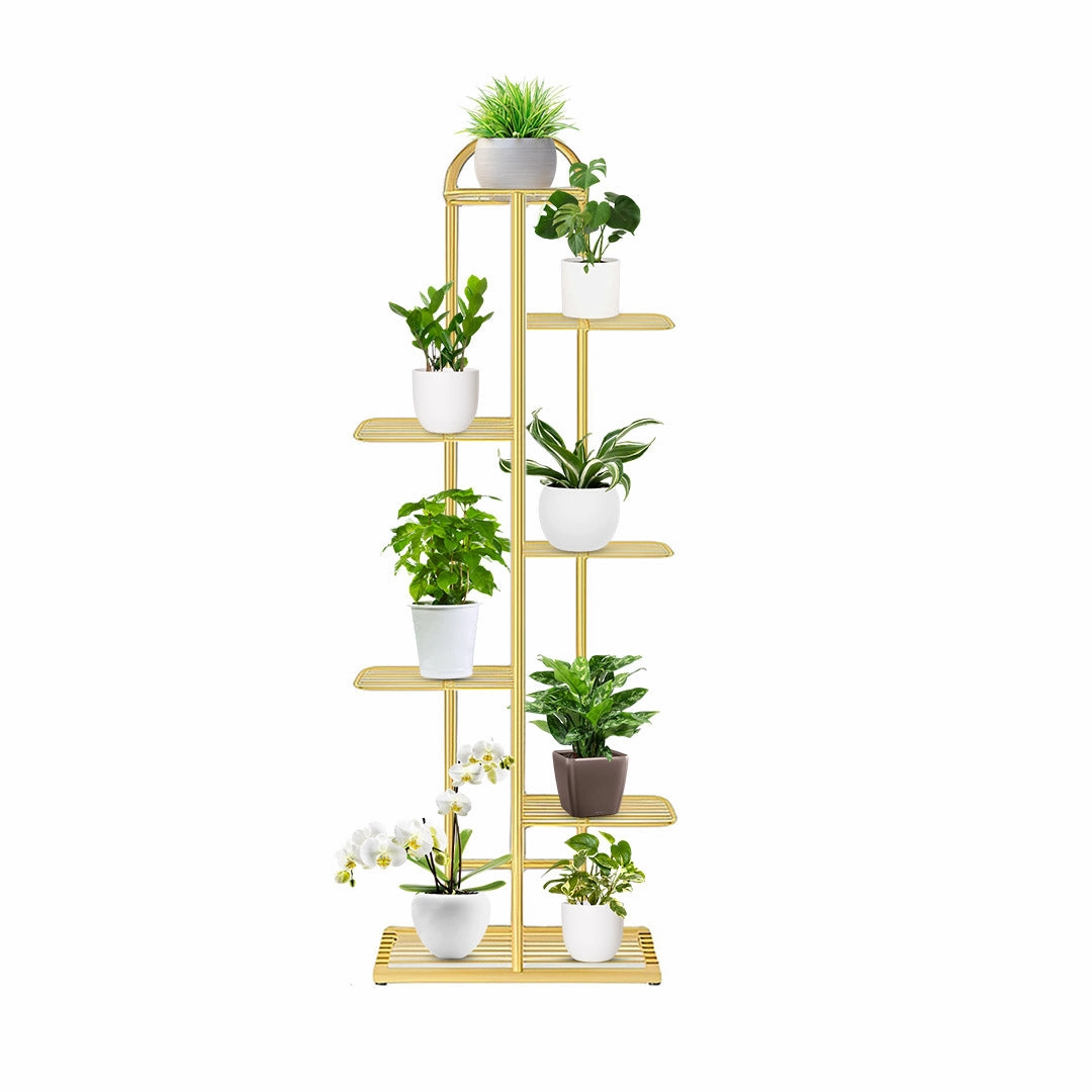 SOGA 7 Tier 8 Pots Gold Metal Plant Stand Flowerpot Display Shelf Rack Indoor Home Office Decor FPOTH15 cactus succulent plant  