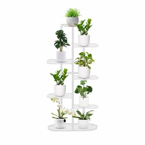 SOGA 7 Tier 8 Pots White Metal Plant Rack Flowerpot Storage Display Stand Holder Home Garden Decor FPOTH34 cactus succulent plant  