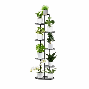 SOGA 8 Tier 9 Pots Black Metal Plant Rack Flowerpot Storage Display Stand Holder Home Garden Decor FPOTH25 cactus succulent plant  