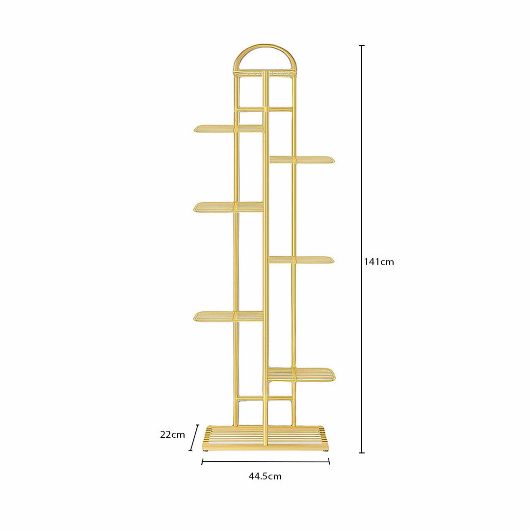 SOGA 8 Tier 9 Pots Gold Metal Plant Stand Flowerpot Display Shelf Rack Indoor Home Office Decor FPOTH16