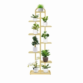 SOGA 8 Tier 9 Pots Gold Metal Plant Stand Flowerpot Display Shelf Rack Indoor Home Office Decor FPOTH16 cactus succulent plant  