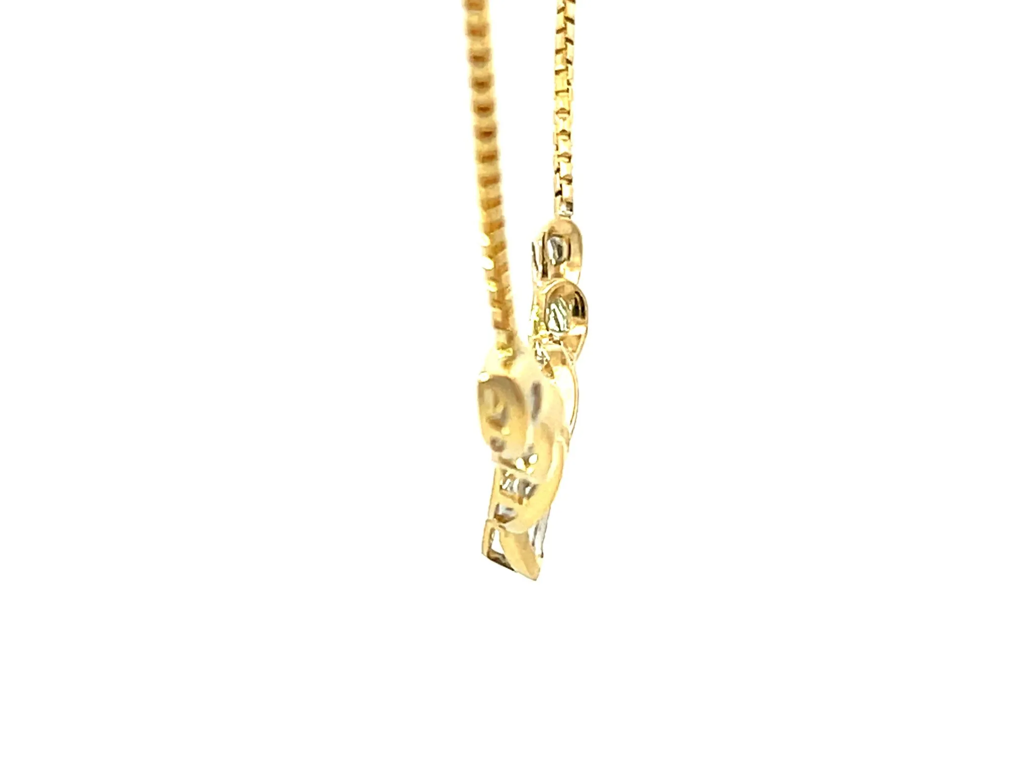 Solid 18k Yellow Gold Baguette Diamond Swirl Pendant Necklace