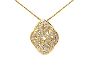 Solid 18k Yellow Gold Diamond Pendant