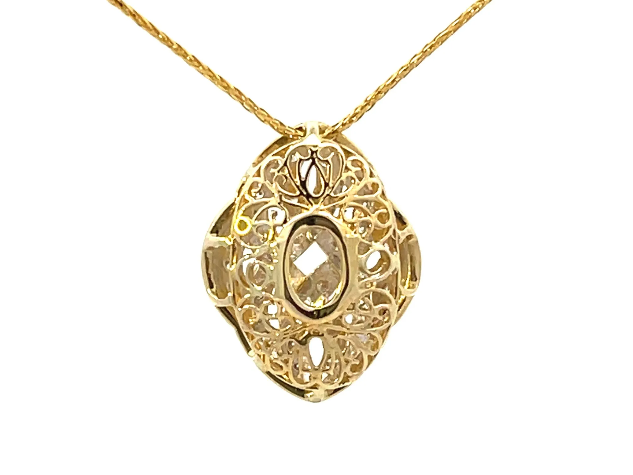 Solid 18k Yellow Gold Diamond Pendant