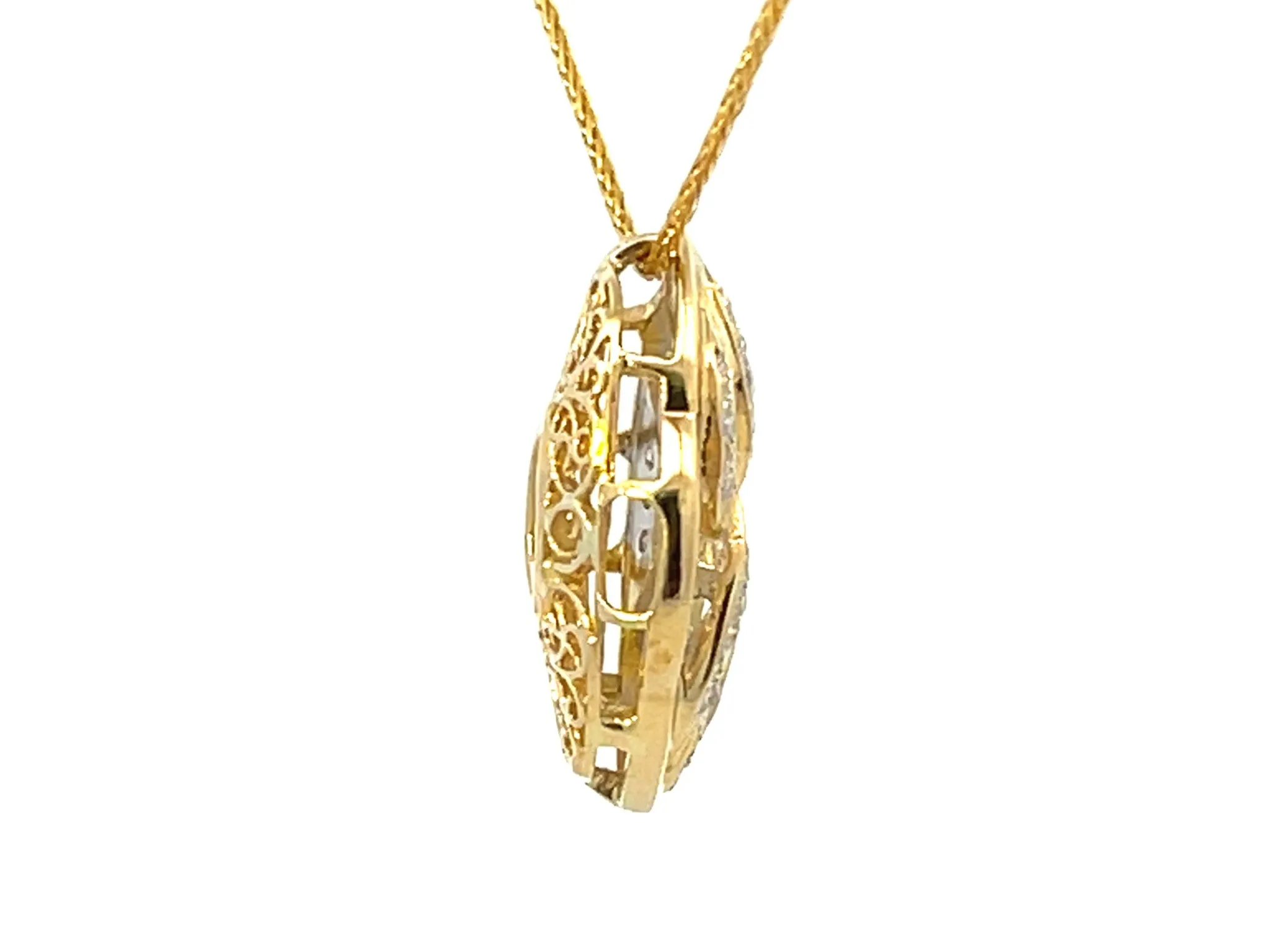 Solid 18k Yellow Gold Diamond Pendant