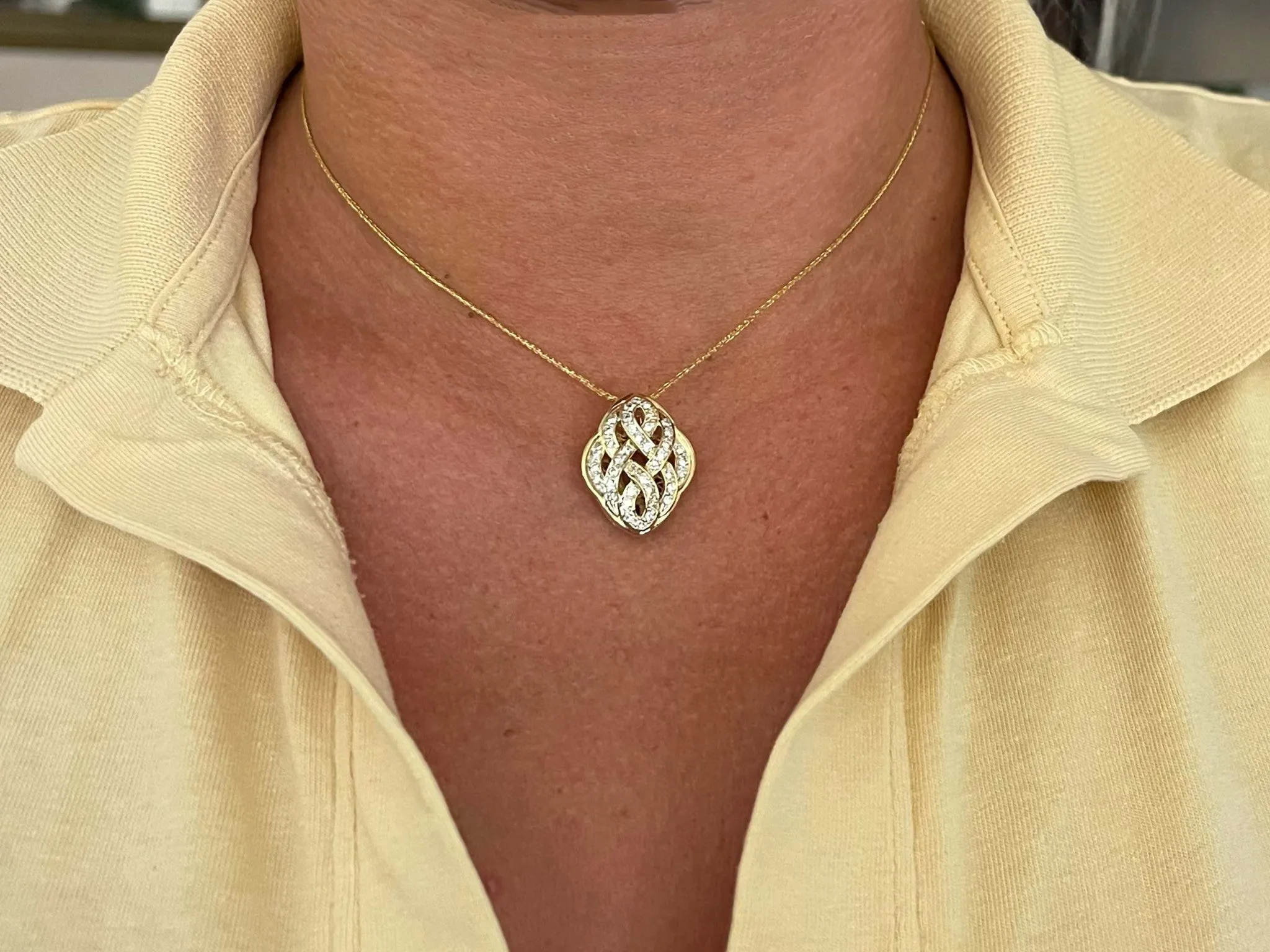 Solid 18k Yellow Gold Diamond Pendant