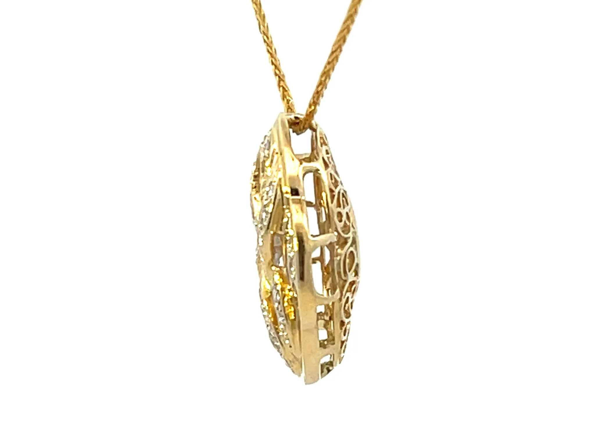 Solid 18k Yellow Gold Diamond Pendant