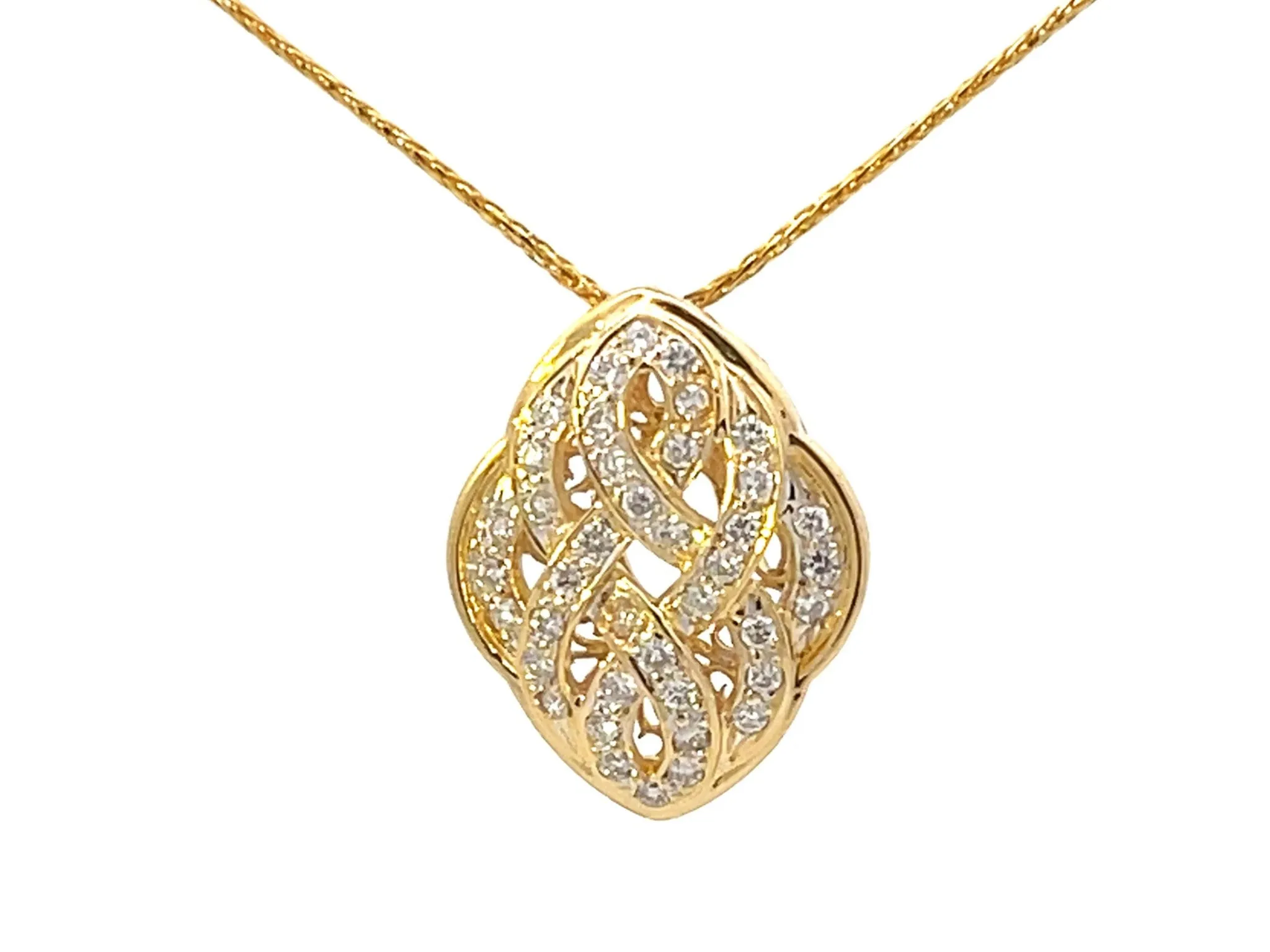 Solid 18k Yellow Gold Diamond Pendant