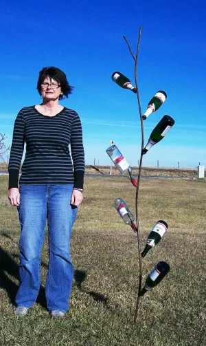 Solid Iron 6ft Bottle Limb Display Empty Wine Bottles dried flower branch  