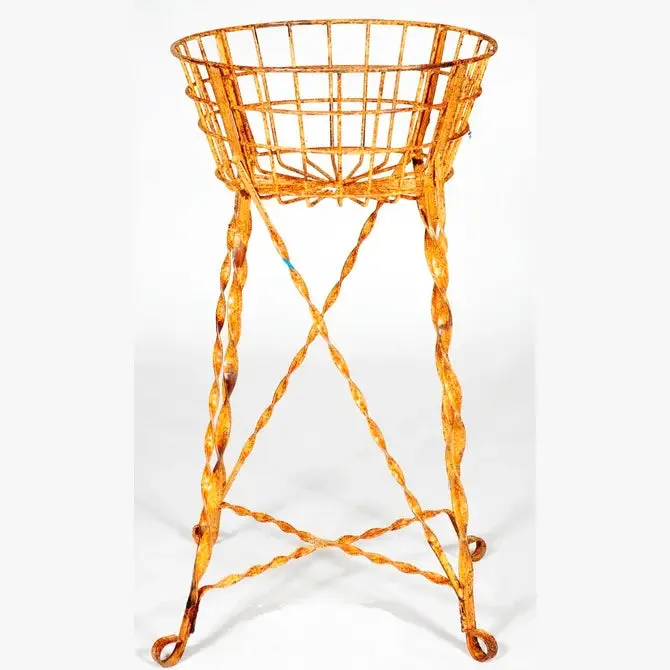 Solid Iron Egg Basket with Twisted Strap On Legs