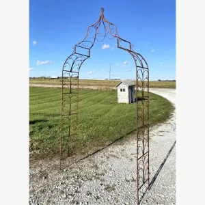 Solid Iron Rustic Elegant Full Gothic Arbor Outside dried flower branch  