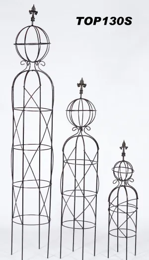 Solid Iron Topiary Ball & Decorative Finial (Set of 3) dried flower branch  