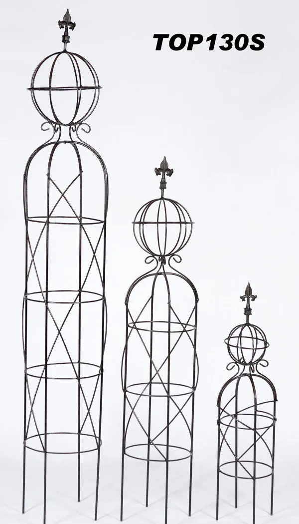 Solid Iron Topiary Ball & Decorative Finial (Set of 3) dried flower branch  