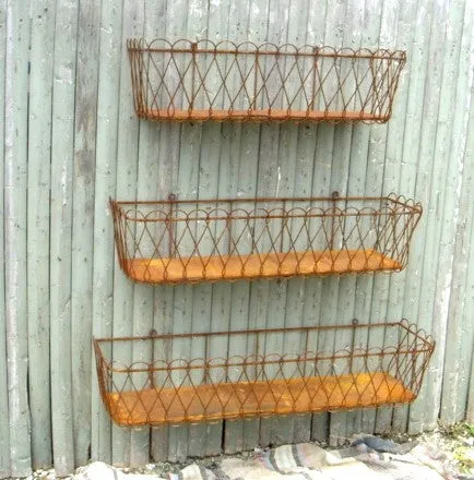 Solid Steel Tin Bottom Window Boxes Set of 6 dried flower branch  